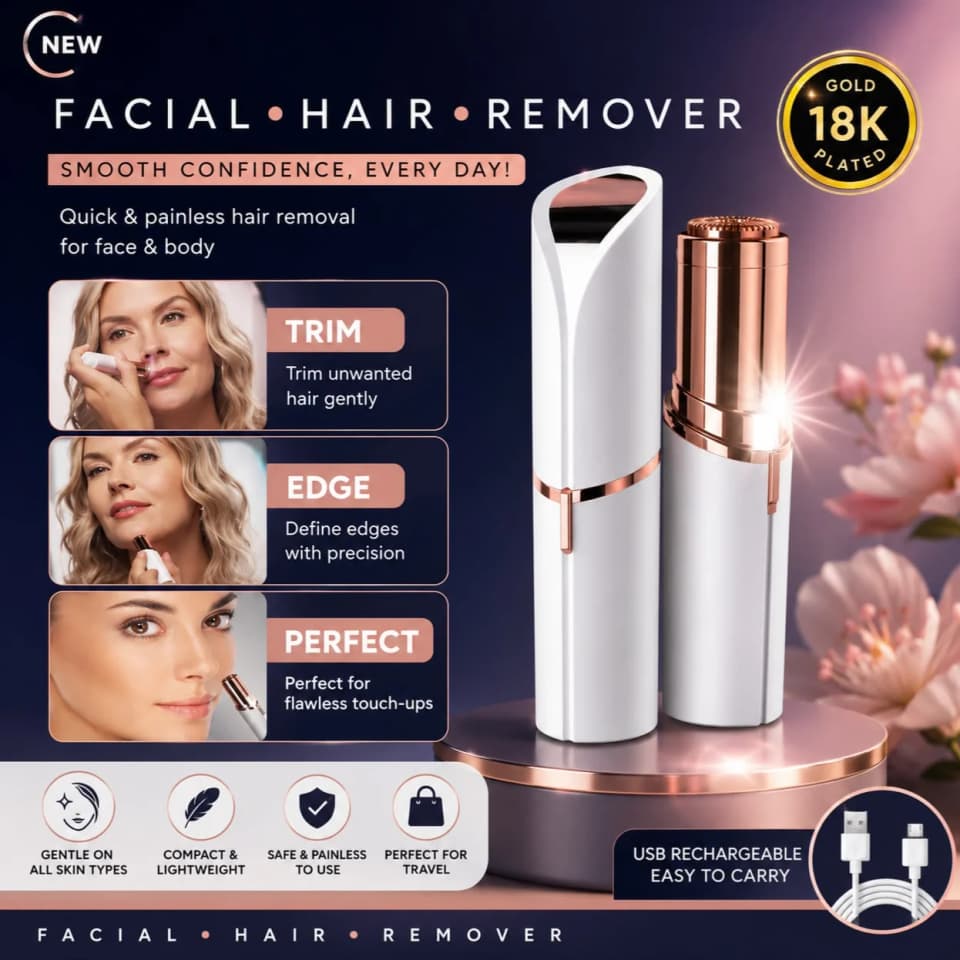 2-in-1 Rechargeable Facial Hair Remover & Precision Trimmer – White and Rose Gold