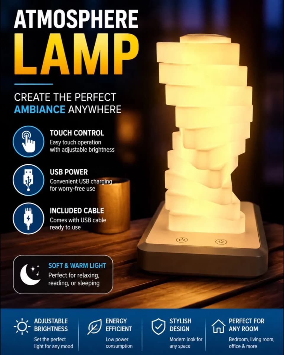 Atmosphere Lamp – USB Powered Touch Control Ambient Table Lamp with Adjustable Brightness