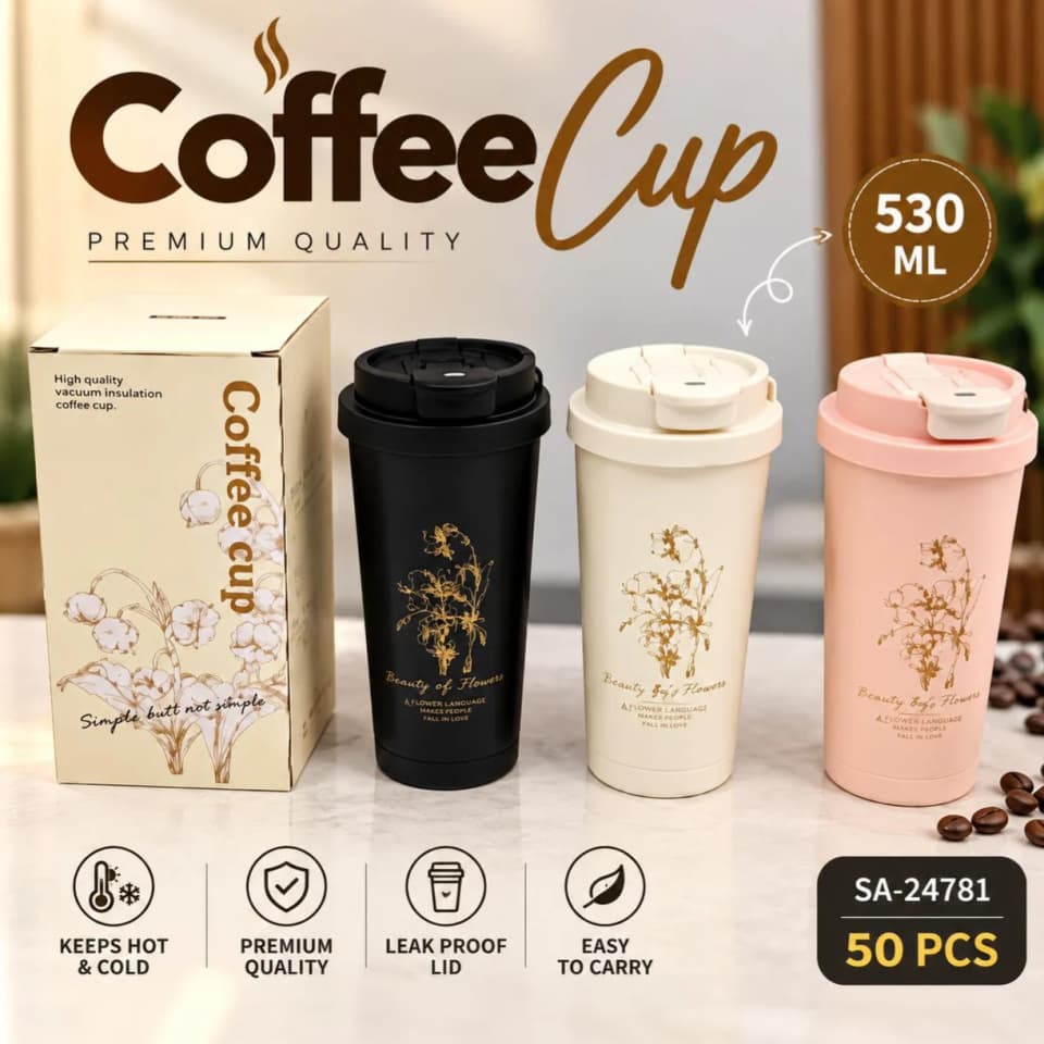 CoffeeCup 530ml Vacuum Insulated Travel Coffee Cup with Leak-Proof Lid
