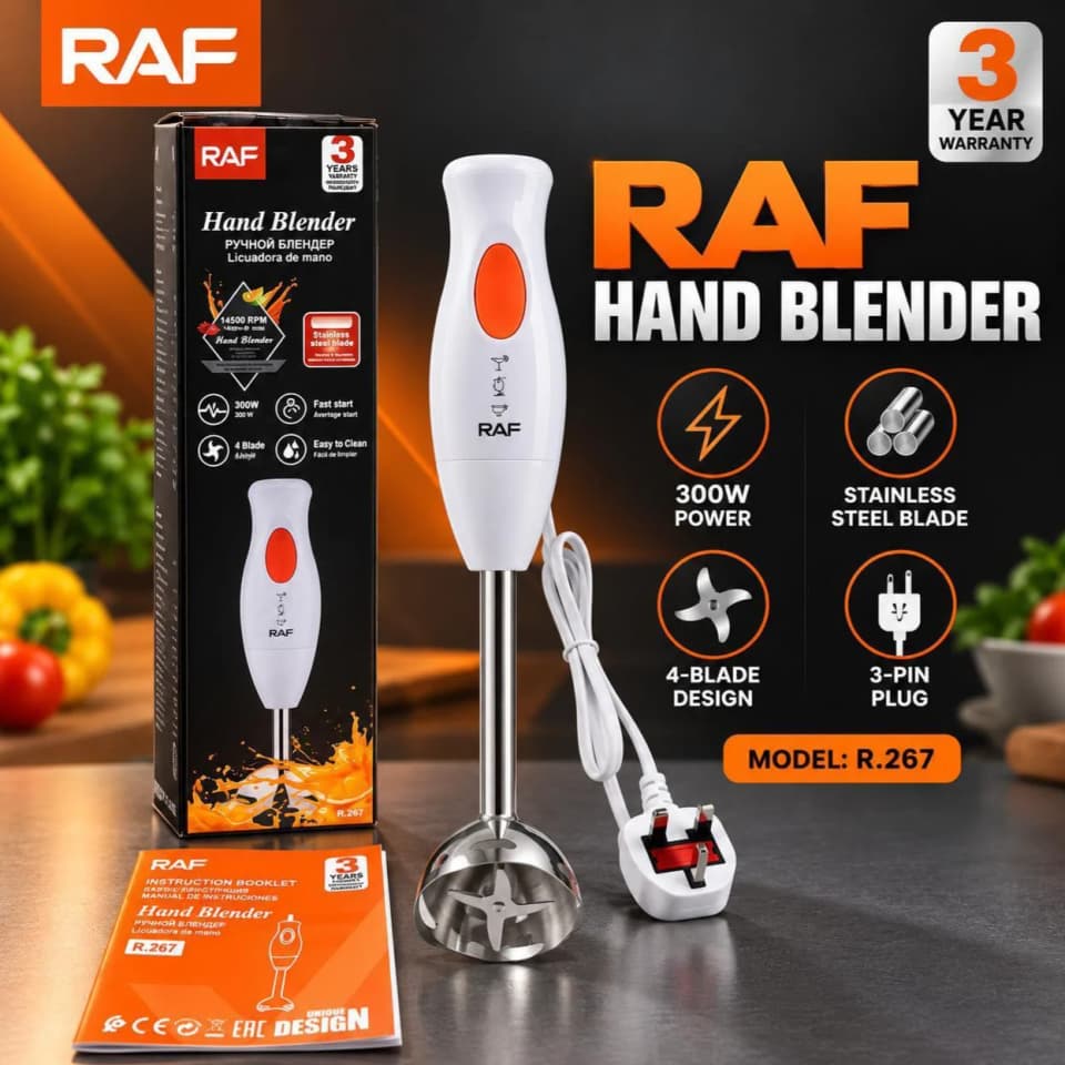 RAF R.267 300W Electric Hand Blender with Stainless Steel 4-Blade