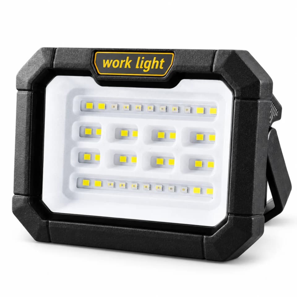 W7119-3 Solar-Powered LED Work Light with White, Red & Blue Light